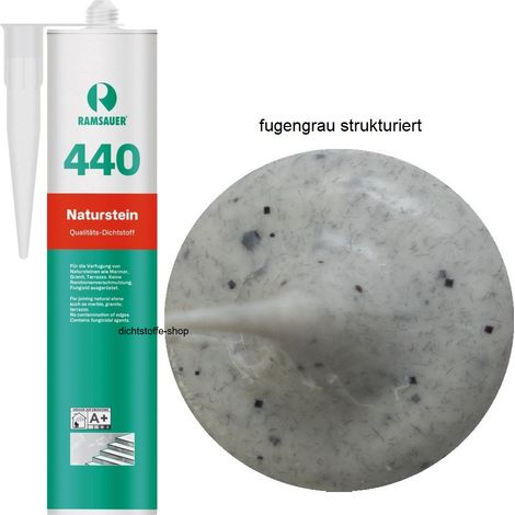 Ramsauer 440 Naturstein Silikon Fugen Dichtstoff 310ml Kartusche fugengrau strukturiert (1/5)