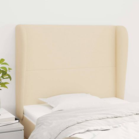 vidaXL Tête de lit avec oreilles Crème 93x23x118/128 cm Tissu (1/5)