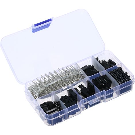 Kit de 310 conectores Dupont para cables de conexión, que incluye pines macho para crimpar y terminales hembra. Se suministra en una caja. (1/5)