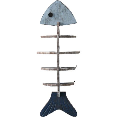 Étagère murale en bois forme de poisson style nordique décoration salon café (1/4)
