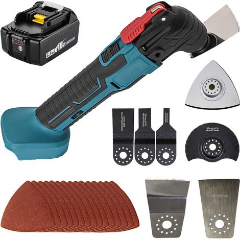 Teetok – Outil oscillant sans fil 18V avec batterie 5.5Ah – Vitesse variable 6000-20000 OPM – Installation rapide des lames – Coffret 22 pièces (1/5)