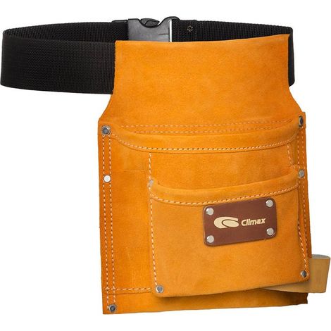 Werkzeugtasche aus hochwertigem Wildleder mit orange-schwarzem Gürtel (1/2)