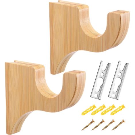 Crochets pour tringle à rideaux (2 pièces) - Support de tringle en bois pour fenêtre (1/5)