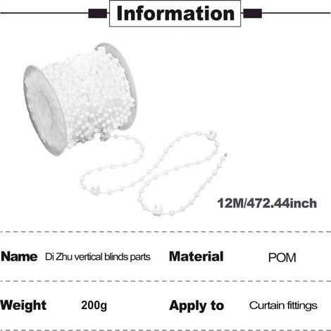 Preferred 127mm beaded chain 12m set, vertical curtain bottom bead replacement wear parts (1/5)