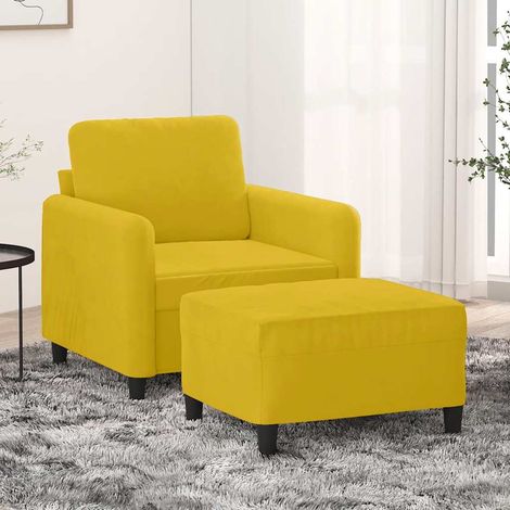 Sessel mit Hocker Gelb 60 cm Samt (1/5)