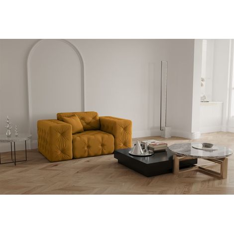 Sessel Designersessel CHANTAL in Stoff Opera Velvet Gelbgold (1/5)
