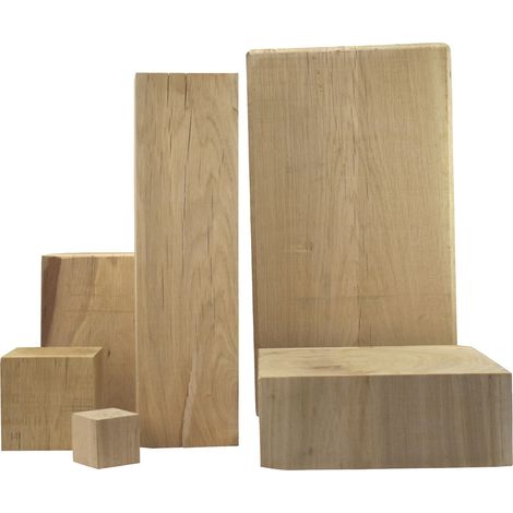 Quincadeco – Pied de meuble table basse en chêne massif 40 x 10 x 10 cm – Fabrication française – Qualité 1er choix sans fentes – Support pour statuette