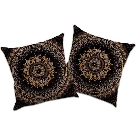 Kissenbezug-Set im Leinenstil für Dekokissen, Sofakissen und Kissenbezüge – Vintage-Mandala-Muster, 50 x 50 cm (1/4)