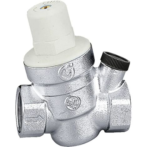 Schrägdruckminderer, mit Manometeranschluss. Anschluss 1 "F Caleffi 533461  Verchromt