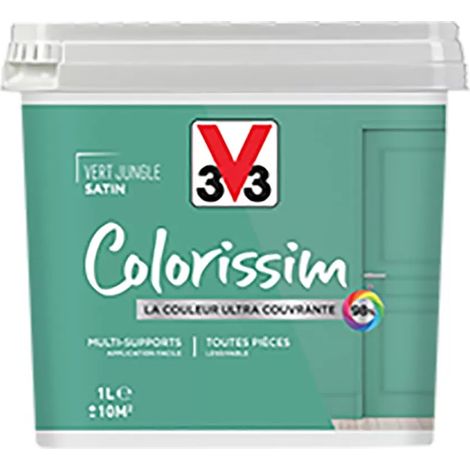 Peinture Multi-supports V33 Colorissim Satin Vert jungle 1 L