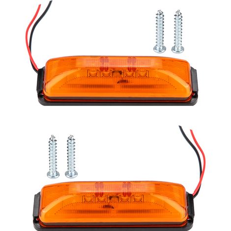 per indicatore laterale a LED rettangolare Yctze Luce laterale, 12V (colore ambra) Mini luce di posizione laterale a 4 LED riflettente per camion e rimorchi. (1/5)