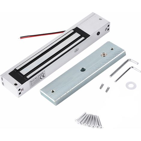 Serrure électromagnétique Serrure magnétique 280kg Contrôle d'accès pour porte armoire tiroir DC12V Argent Noir (1/5)