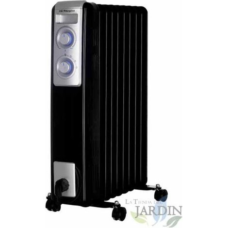 Radiador de aceite de 9 elementos Orbegozo, 2000W, termostato ajustable, distribución uniforme de calor