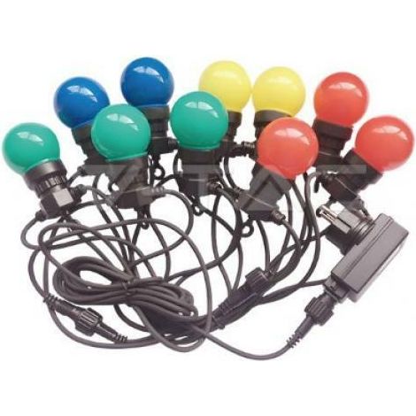Guirnalda LED 10 metros con 20 bombillas Rojas + Verdes + Azul y Amarillo IP44