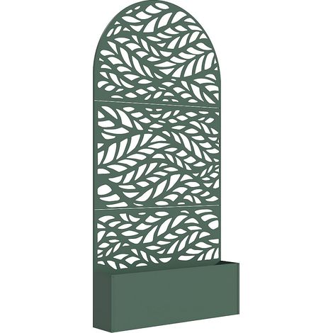 Fioriera da appoggio con griglia a motivo L90 x P33 x H180 cm Verde mandorla - CLYNEO (1/3)