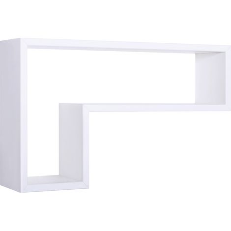 Mensola da Parete a Forma di L 61x37x15,5 cm in Fibra di Legno Lettera Bianco (1/5)