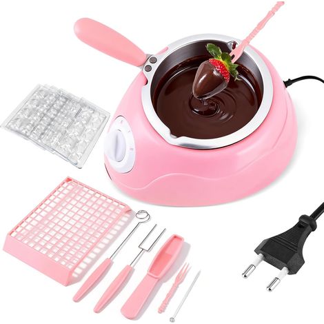 Fondue au Chocolat électrique Mini set à fondue au chocolat tempéreuse pour Chocolat Ensemble De Moules à Faire Soi-même Pour la Boutique (Rose) (1/5)