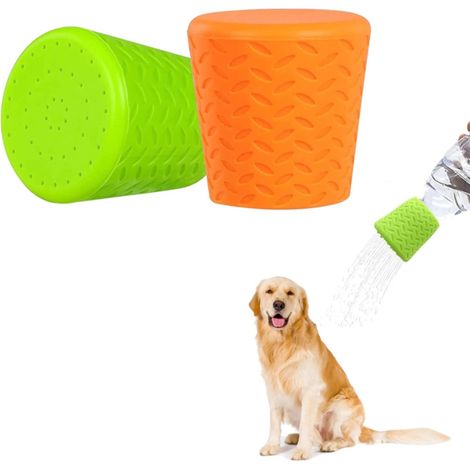 Accessoire de bain pour animaux en extérieur - Douchette portable pour chien avec embout de vaporisateur pour la douche, la randonnée, le camping et le nettoyage des saletés. Vert + orange, 2 pièces. (1/5)