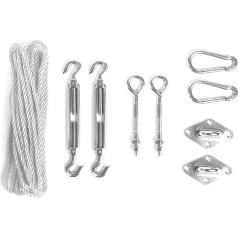 Velleman – Kit de fixation inox pour voile d'ombrage – Acier inoxydable AISI 304 – 2 tendeurs Ø8x200mm – 2 pitons Ø8x130mm – Installation rapide et sécurisée