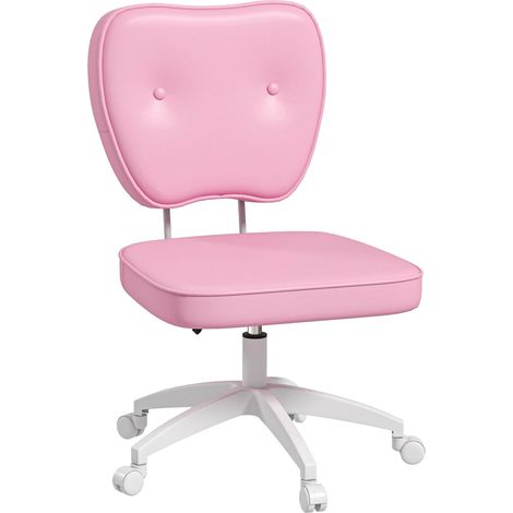 Chaise de bureau sans accoudoirs, fauteuil de bureau, hauteur réglable, pivotant 360°, 46 x 59 x 82-92 cm, rose (1/5)