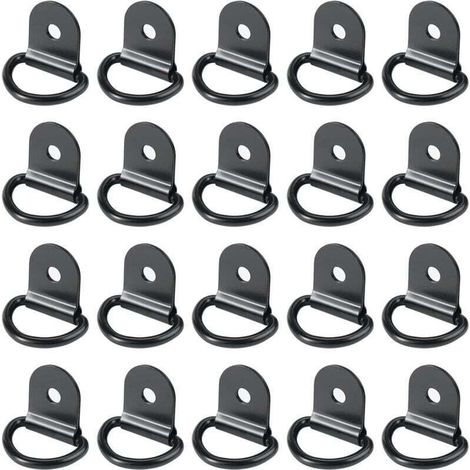 20 pices Anneaux D'arrimage,Anneaux d'arrimage,Anneau Arrimage Iron,remorque d'anneau Montage d, Anneau d arrimage Rond pour Pliable avec Verrouillage de Charge dans Les Voitures(36 x 25 mm, Noir) (1/4)