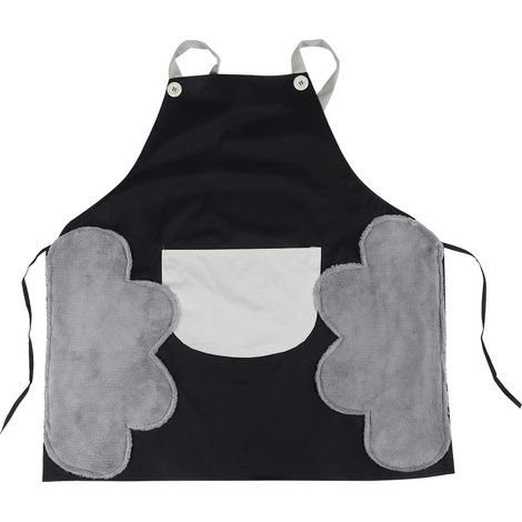 Tablier de cuisine imperméable avec poches, moderne et pratique pour la maison (noir et gris) (1/5)