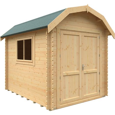 10x8 The Aldford Barn 28mm Cabin - L295 x W235 x H277.6 cm - Solid Wood/Softwood/Pine - Natural