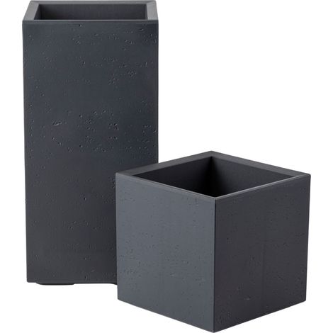 Juego de jardineras Betonique con ruedas, columna color antracita, 2 piezas.