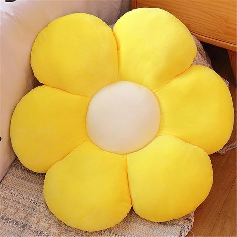 Plüschkissen in Blumenform – Bodenkissen – Stuhlkissen – Für Haus und Garten GROOFOO (Kristallvelours, gelb, 30 cm) (1/5)