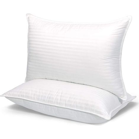 Online Store - Lot de 2 oreillers rayés, oreiller en satin de qualité hôtelière avec fibres creuses (1/5)