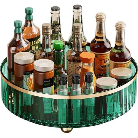 Étagère de rangement rotative légère et luxueuse pour cuisine, plateau tournant transparent pour flacons à épices, support à épices pour salon, rangement de bureau, boîte de rangement (1/5)
