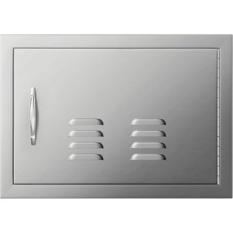 double porte cuisine extérieure 76x36 cm acier inoxydable vertical poignées ventilations îlot barbecue meuble extérieur (1/5)