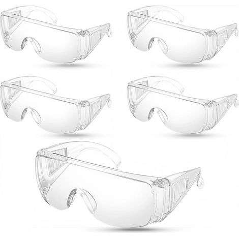 Lot de 5 Lunettes de Protection Travail Lunettes de Sécurité Anti-buée Lunette Protection Bricolage Surlunettes Anti Poussiere pour Agriculture Industrie et Laboratoire (1/4)