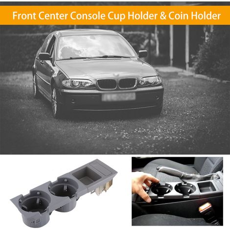 Porte-gobelet et porte-monnaie pour console centrale avant de BMW E46 (1998-2004), gris (1/5)