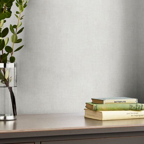 Papier peint intissé Laura Ashley Plain Pale Silver 1005 x 52cm Ecru, argenté (1/5)