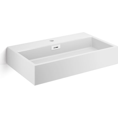 Lineabeta - Lavabo da appoggio/sospeso con foro rubinetto 70x42