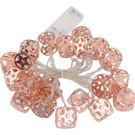 Ortviai Guirlande Lumineuse en Fer en Forme de Cube – 20 Ampoules LED Chaudes, Alimentée par 2 Piles AA (non incluses), Idéale pour Chambre, Fêtes et Décoration (1/5)