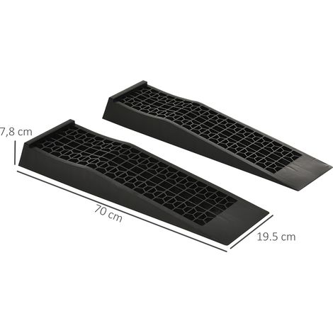 2-teiliges Auffahrrampen-Set, Schwellenrampe, Bordsteinrampe, Gummirampen, 3 Tonnen Tragkraft, Kunststoff, Schwarz (1/5)