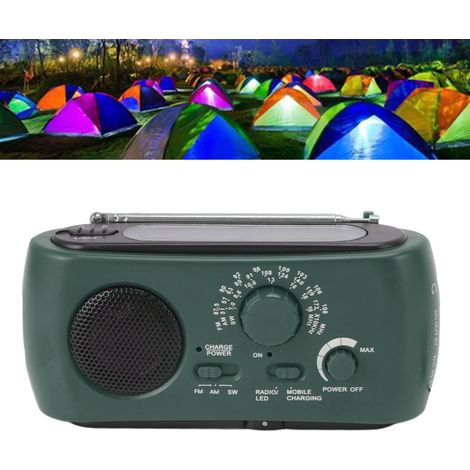 LED-Leuchten für Notfalleinsätze, tragbares, solarbetriebenes Kurbelradio mit mehreren Frequenzbändern (AM/FM/SW), grün. (1/5)