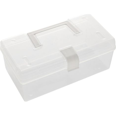 boite de rangement avec couvercle plastique, boîte de rangement transparente, bac de rangement polyvalent avec loquet de verrouillage pour kit de couture cosmétique et (1/5)