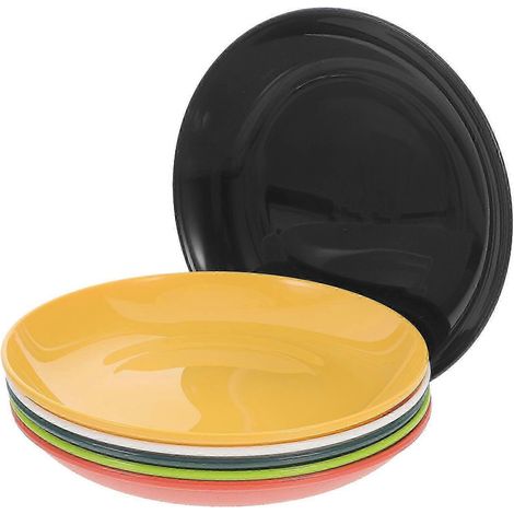 Assiettes incassables compatibles micro-ondes, forme ronde simple et élégante, idéales pour les dîners formels (lot de 6). (1/5)