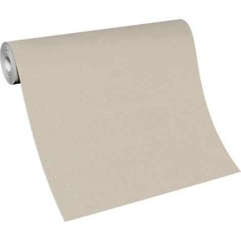 Papier peint taupe unicolore intissé | Tapisserie unie moderne salon | Papier peint marron clair surface vinyle chambre adulte (1/5)