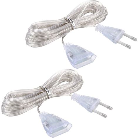 2 jeux de 5 mètres de câble d'extension transparent, mince et flexible câble 2 fils, idéal pour les appareils à faible consommation d'énergie avec stecker, matériau PVC et cuivre pur (1/5)