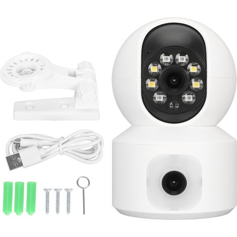 Caméra de Surveillance Intérieure 2K 4MP Double Objectif, Vision Nocturne Couleur, Audio Bidirectionnel, Détection de Mouvement, WiFi 2.4G, pour Bébé Animaux Maison (1/5)
