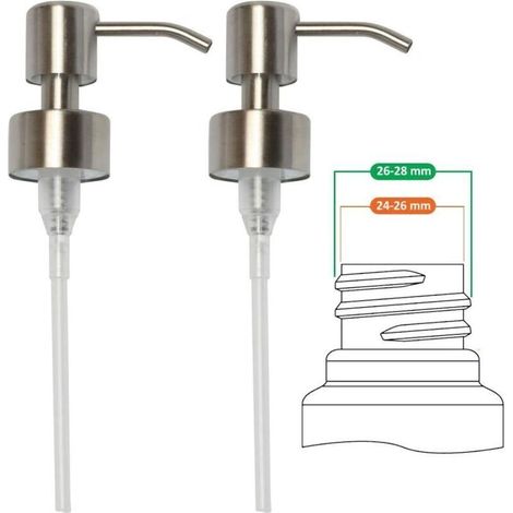 Pompa di ricambio per dispenser di sapone liquido - Acciaio inossidabile, finitura spazzolata, 2 pezzi - 28 mm (1/4)