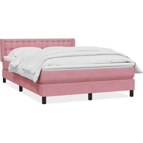 Maison Exclusive - Sommier à lattes de lit avec matelas rose 160x220 cm velours