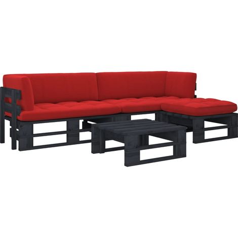 4-tlg. Paletten-Lounge-Set Schwarz Imprägniertes Kiefernholz vidaXL (1/5)