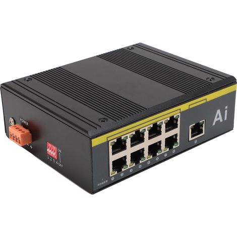 Switch PoE 9 ports Plug and Play 10/100 Mbps, protection IP40, commutateur réseau Ethernet pour le transport ferroviaire et les villes intelligentes (1/5)