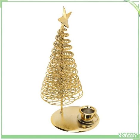 Bougeoir - FAFEICY - Arbre de Noël - Métal - Doré - Étoile au sommet (1/5)