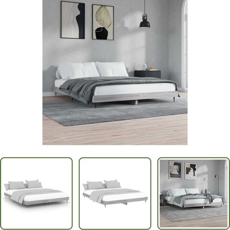 Cadre de lit bois - Cadre de lit sans matelas sonoma gris 200x200 cm (1/5)